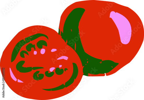 Simple Textured Doodle Two Isolated Tomatoes