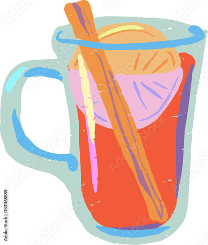 Simple Textured Doodle Full Color Hot Mulled Wine Drink
