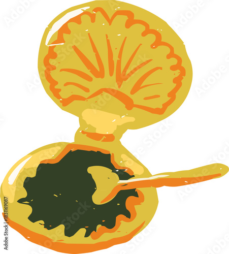 Doodle Black Caviar in Gold Shell Shaped Plate