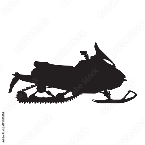Snowmobile silhouette a vector illustration of a snow machine isolated on white background