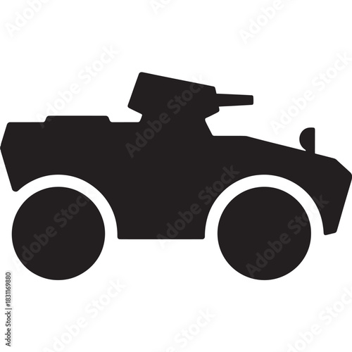 Silhouette of an armored vehicle a simple flat vector icon for military or security concepts isolated on white background