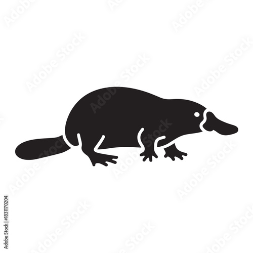 Platypus silhouette minimalist vector illustration of an Australian animal isolated on white background