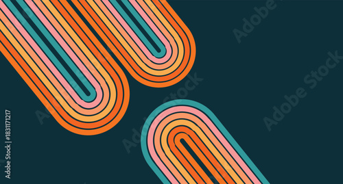 Abstract retro background of rainbow wavy Line design . Retro style. Vector lines pattern ready to use for fabric, textile, wrap and creative design