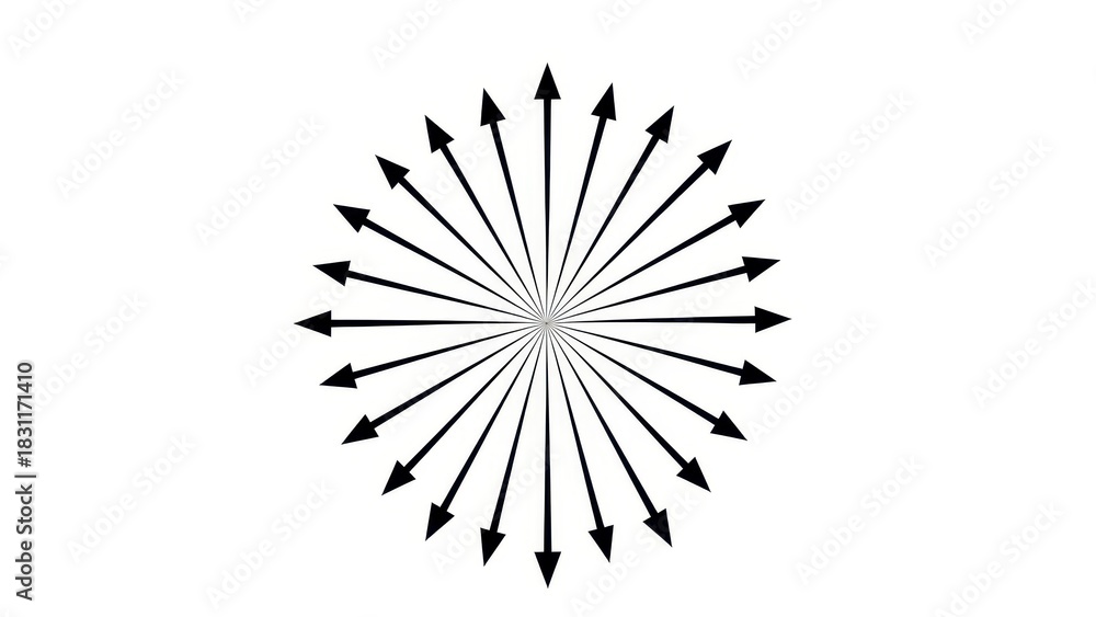 Obraz premium Radial Arrows Emanating from a Central Point.