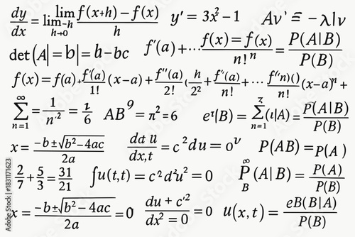 A classic “mathematical meme” — a random collection of the most famous formulas and concepts from mathematics, physics, and probability theory, without any logical connection.