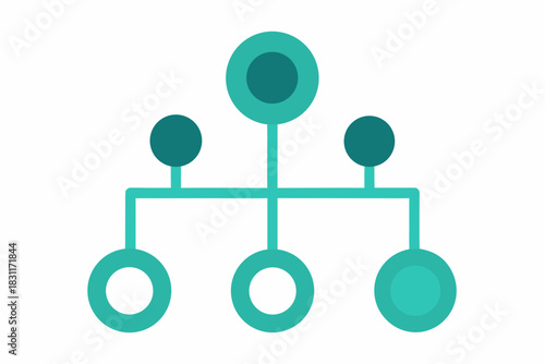 Simple teal and dark teal organizational chart or network diagram