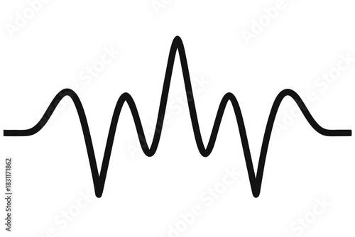 Black line rises and falls creating a graphical waveform on an isolated white background