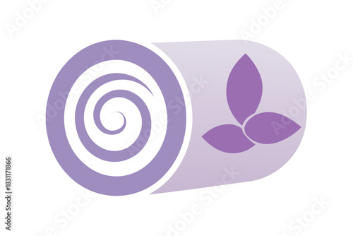 Abstract purple swirl and leaf design on white background