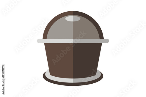 Simple brown trash can with a lid and a white rim