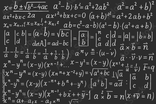 A small sheet of paper with very small print contains the basic algebra formulas for the school curriculum.