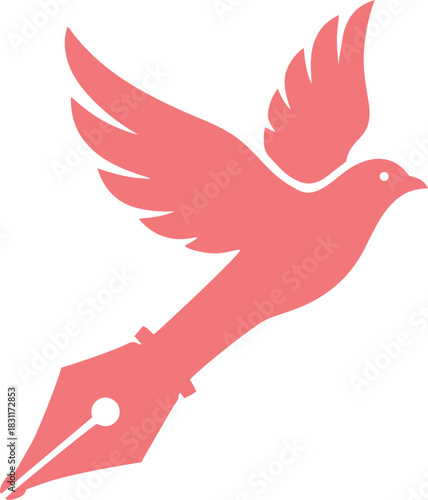 Icon of a Pen Nib Merging into a Flying Bird Silhouette, Symbolizing Freedom of Expression