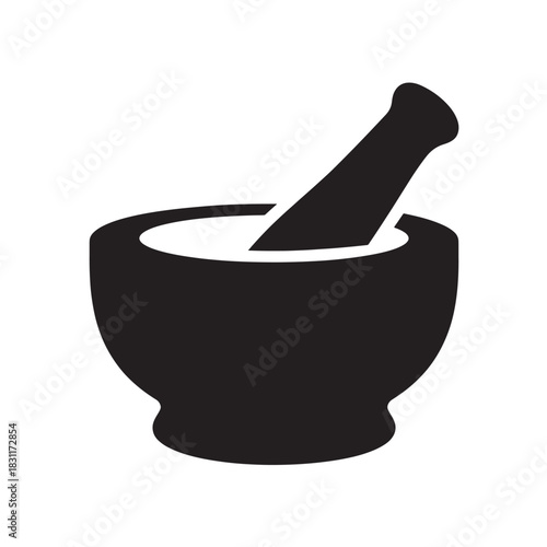 Mortar and pestle icon simple flat vector illustration isolated on white background for pharmacy or cooking concepts
