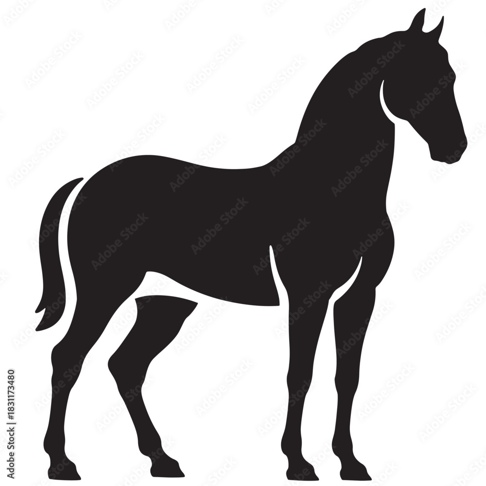 Obraz premium Elegant horse silhouette standing gracefully vector illustration for equestrian themes and design elements