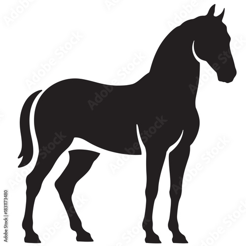 Elegant horse silhouette standing gracefully vector illustration for equestrian themes and design elements
