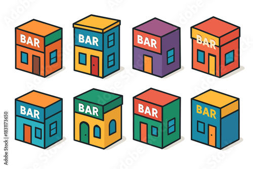 Colorful isometric bar icons for design projects and branding