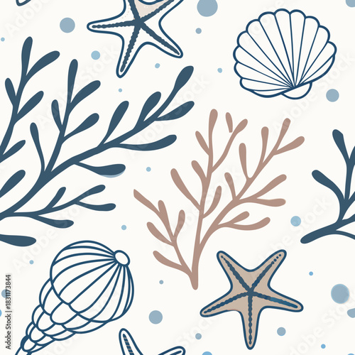 sea shells seamless pattern