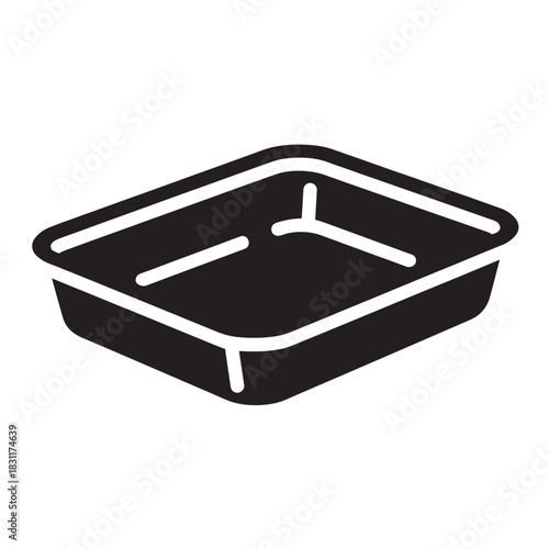 Black food tray vector icon simple flat design element isolated on white background
