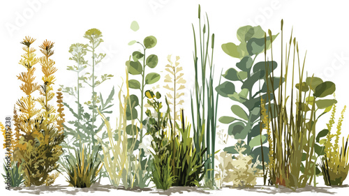 Diverse Collection of Botanical Arrangements with Plants and Water