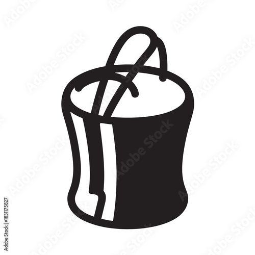 Stylized black and white bucket illustration simple vector graphic isolated on white background