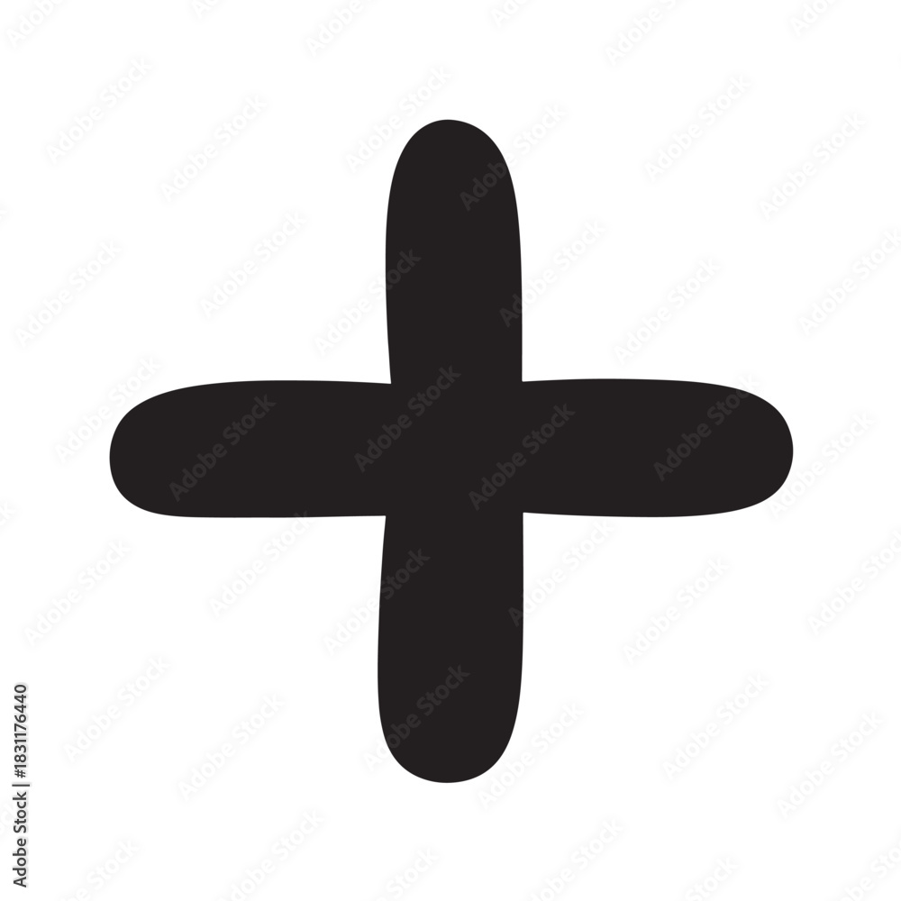 Obraz premium Simple plus sign illustration hand-drawn vector graphic element isolated on white background