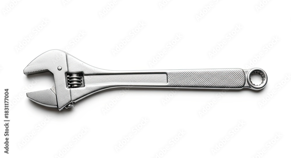 Obraz premium Adjustable wrench on a white background.
