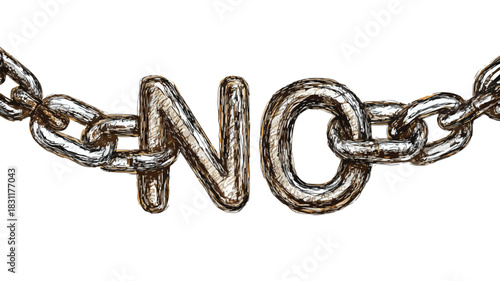 Chain with 'No' Word Vector Illustration for Creative Projects
