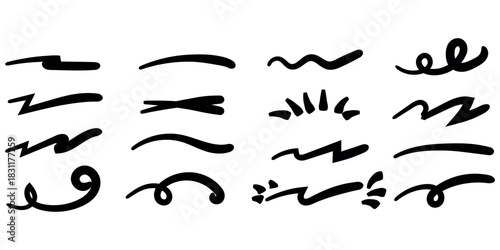 Squiggle pattern memphis. Abstract line and shapes. Fun and colorful children's party pattern. Isolated vector illustrations on white background.