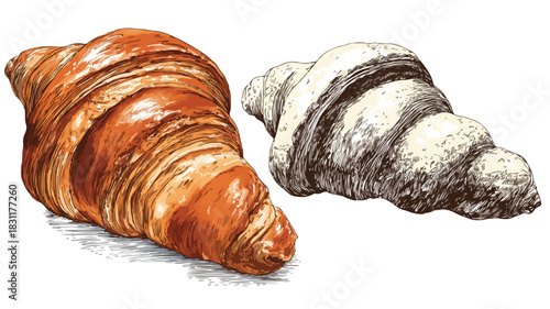 Delicious Croissant Vector Illustration for Bakery Advertisement and Menu Design