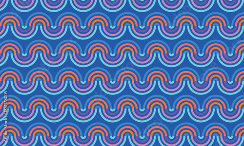 Waves arches pattern. Art deco geometric background. Abstract creative vector seamless ornament for textile, fabric, interior, ceramic, wallpaper, paper decoration