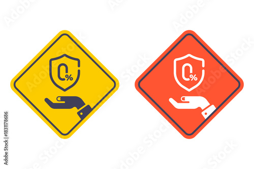 0 percent rate icon. Flat illustration.