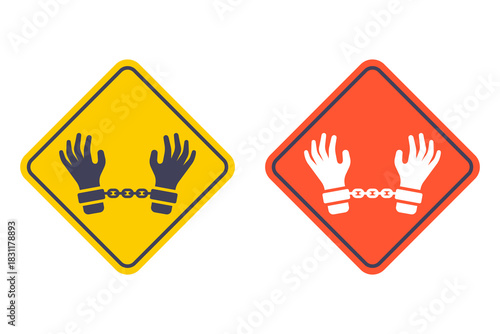 Handcuffed hand icon. Prison sentence. Flat illustration.