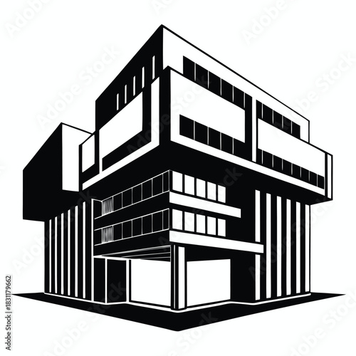 Modernist architecture with black and white lines presents a bold aesthetic vision