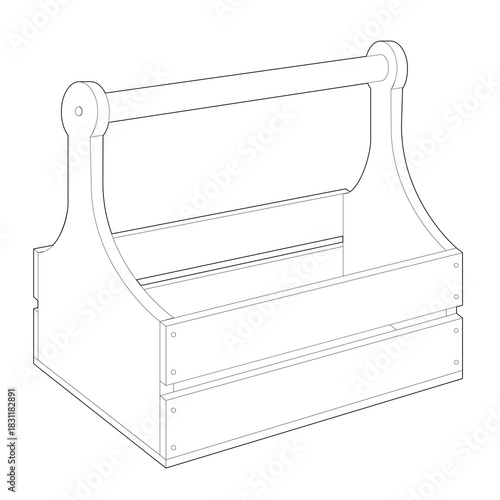 Vector illustration of a wooden tool caddy isolated on a white background. Perfect for designs related to DIY, home improvement, and craftsmanship.