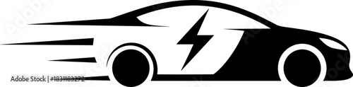 Electric car icon silhouette on white background