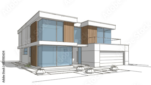 White House architecture exterior building with white windows and blue sky