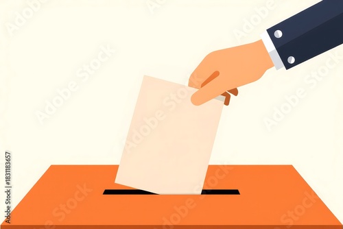 Hand Casting Vote into Ballot Box - Election Concept
