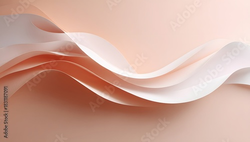 Beautiful and simple composition of pink and white paper waves creating an elegant and modern abstract background