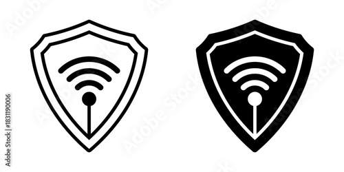 WIFI shield icon set. Simple illustration of a shield containing a wifi signal. Security and technology concept. vector illustration on white background.