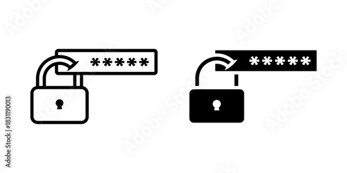 Password Strength icon set. illustration of an padlock with a password. vector illustration on white background