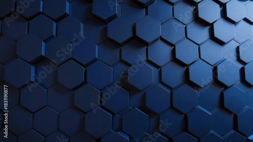 Abstract Cobalt Blue Hexagonal Honeycomb Background Featuring 3D Cell Structure