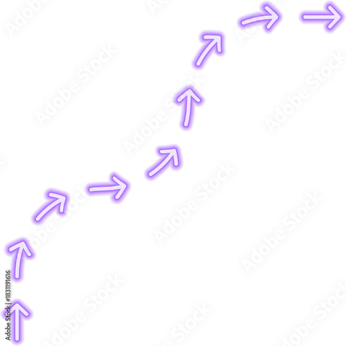 Interlaced arrow path constructs a looping maze route with flowing turns arranged in an abstract neon directional contour.