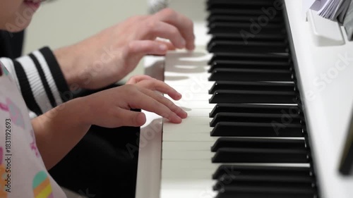 Melody maker afternoon duet little girl and man playing piano together, perfecting skills and sharing beautiful music