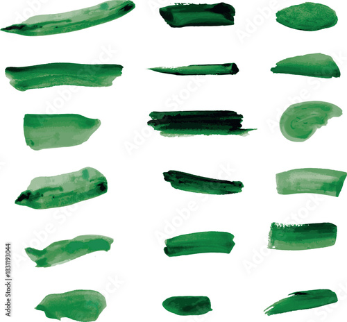 Green Watercolor Brush Marks Pack
