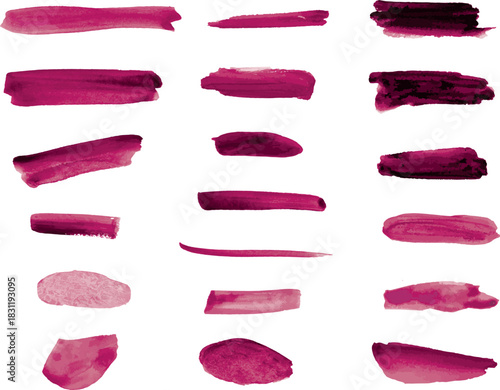Burgundy Watercolor Brush Marks Pack