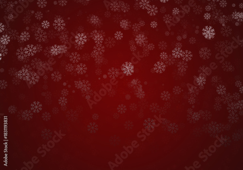Fondo navideño con degradado rojo intenso y copos de nieve