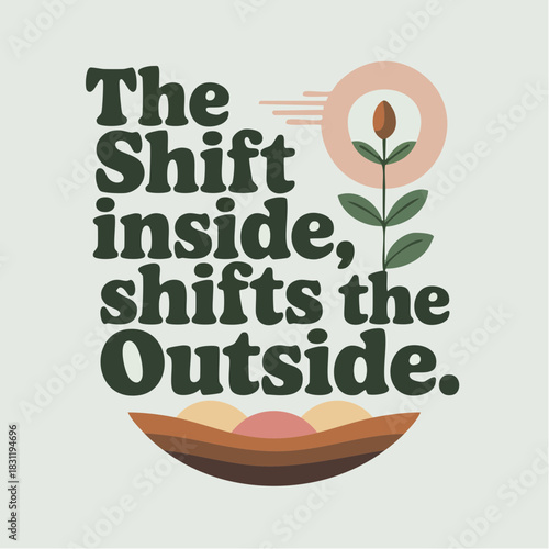 shift inside with flower burst and abstract terrain in retro transformation design