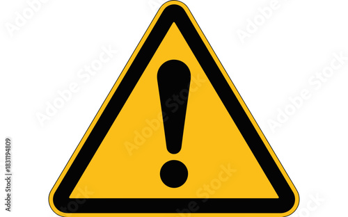 A yellow triangle warning sign with a black exclamation point indicating danger alert