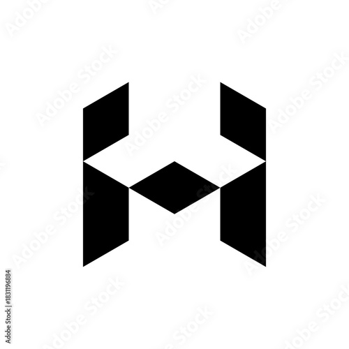 Letter HM or MH bold geometric monogram logo