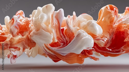 Colorful swirl of paint with a white and red stripe. The colors are bright and bold, creating a sense of energy