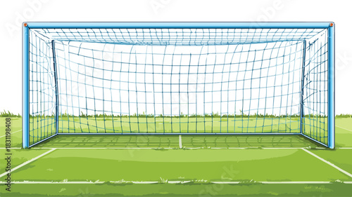 Blue Soccer Goal with Green Soccer Field - Sports Photography